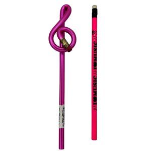 Treble Clef and I Love Music Pencil Set Metallic Hot Pink Pair Vintage 2000s